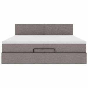 vidaXL Ottoman Bed with Mattress Taupe 200x200 cm Fabric
