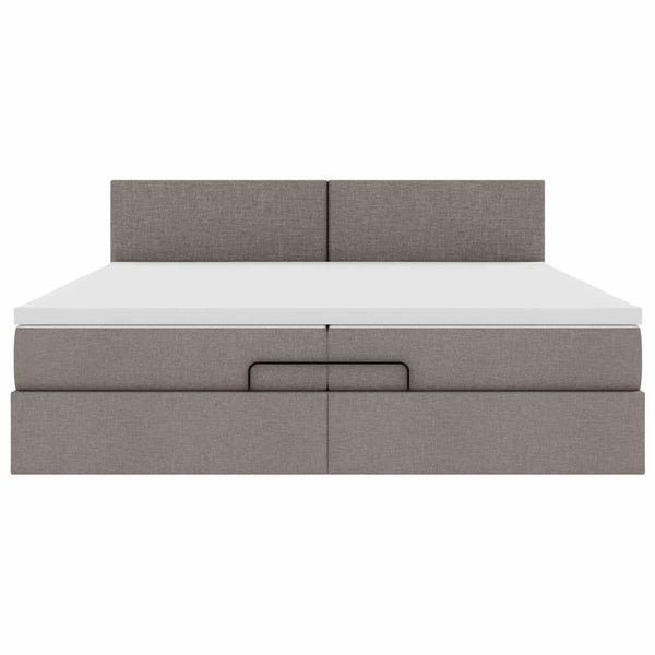 vidaXL Ottoman Bed with Mattress Taupe 200x200 cm Fabric