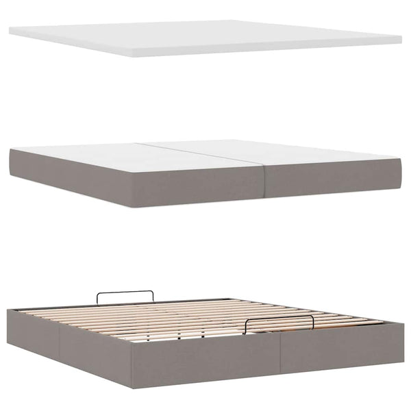 vidaXL Ottoman Bed with Mattress Taupe 200x200 cm Fabric