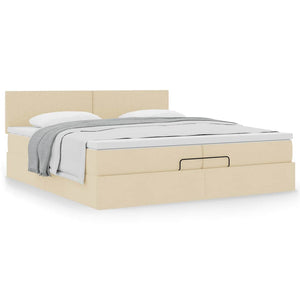 vidaXL Ottoman Bed with Mattress Cream 200x200 cm Fabric
