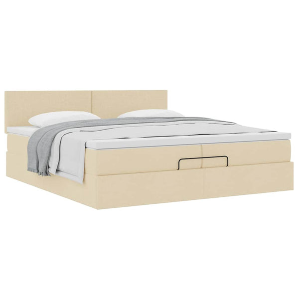 vidaXL Ottoman Bed with Mattress Cream 200x200 cm Fabric