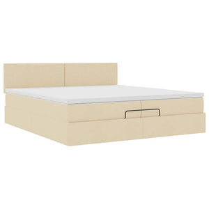 vidaXL Ottoman Bed with Mattress Cream 200x200 cm Fabric