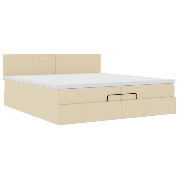 vidaXL Ottoman Bed with Mattress Cream 200x200 cm Fabric