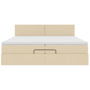 vidaXL Ottoman Bed with Mattress Cream 200x200 cm Fabric