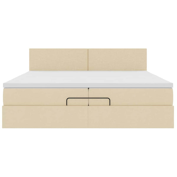 vidaXL Ottoman Bed with Mattress Cream 200x200 cm Fabric