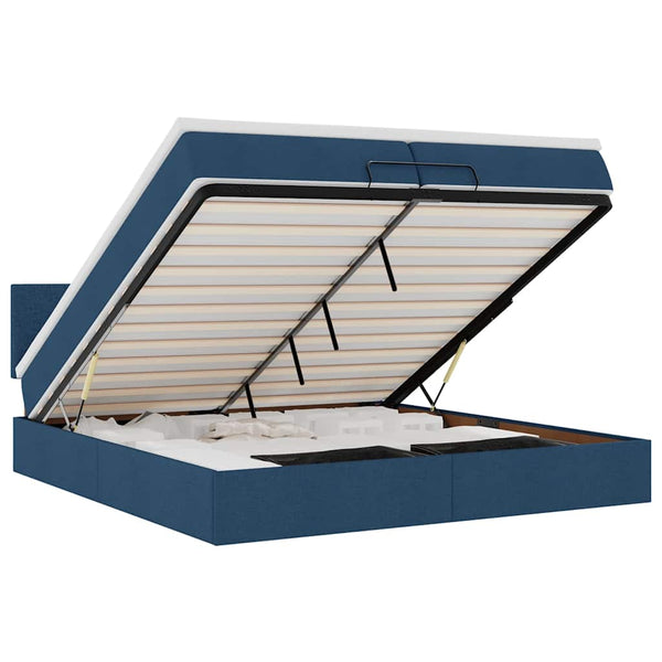 vidaXL Ottoman Bed with Mattress Blue 200x200 cm Fabric
