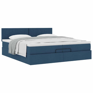 vidaXL Ottoman Bed with Mattress Blue 200x200 cm Fabric
