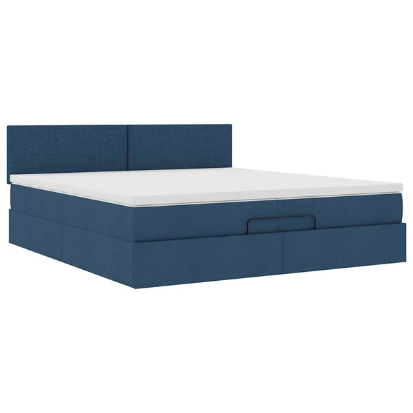 vidaXL Ottoman Bed with Mattress Blue 200x200 cm Fabric