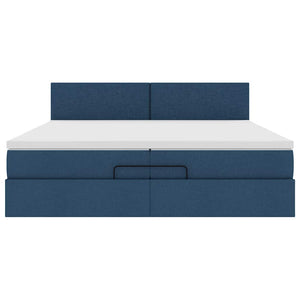 vidaXL Ottoman Bed with Mattress Blue 200x200 cm Fabric