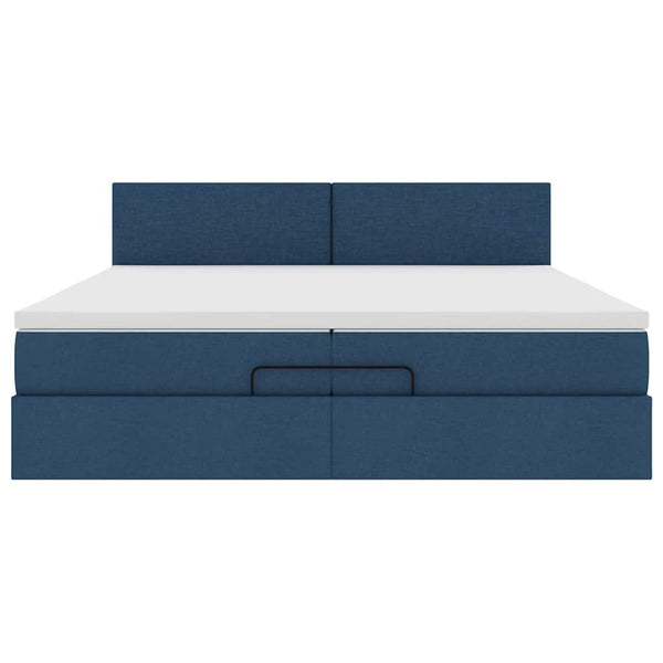 vidaXL Ottoman Bed with Mattress Blue 200x200 cm Fabric