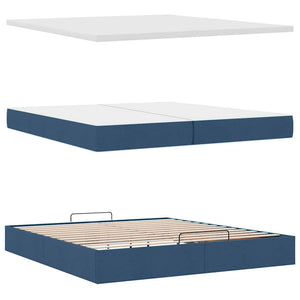 vidaXL Ottoman Bed with Mattress Blue 200x200 cm Fabric