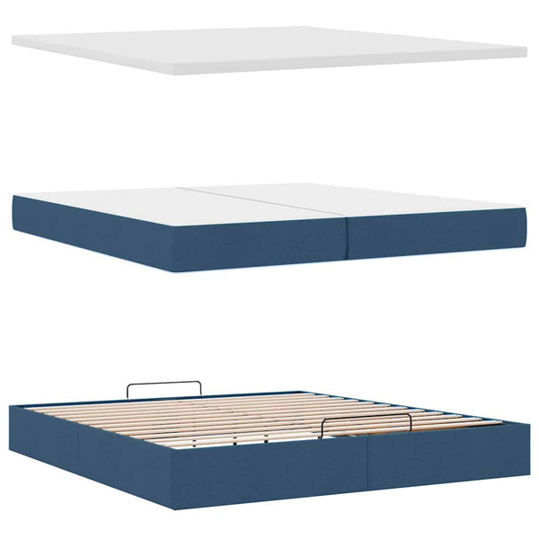 vidaXL Ottoman Bed with Mattress Blue 200x200 cm Fabric
