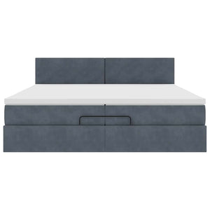 vidaXL Ottoman Bed with Mattress Dark Gray 200x200 cm Velvet