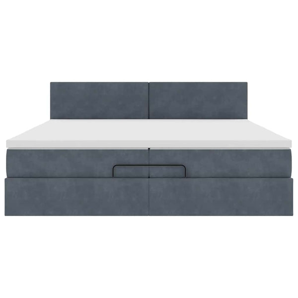 vidaXL Ottoman Bed with Mattress Dark Gray 200x200 cm Velvet