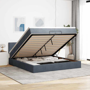 vidaXL Ottoman Bed with Mattress Dark Gray 200x200 cm Velvet