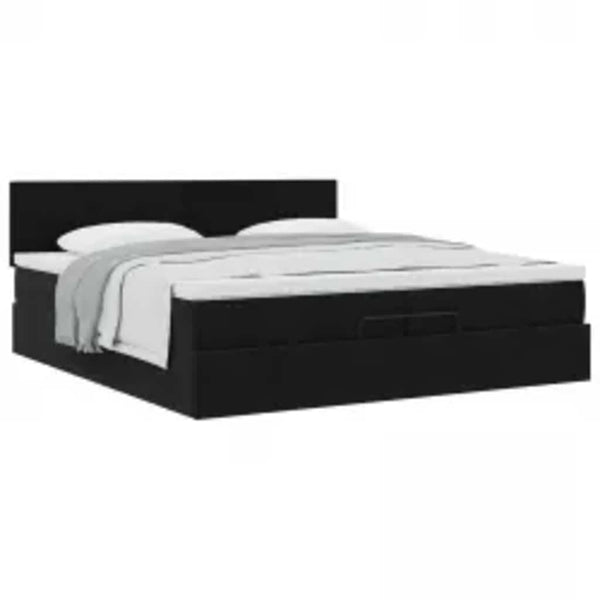 Ottoman Bett mit Matratze 200x200 cm Samt Schwarz