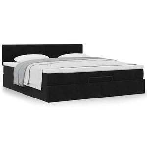 Ottoman Bett mit Matratze 200x200 cm Samt Schwarz