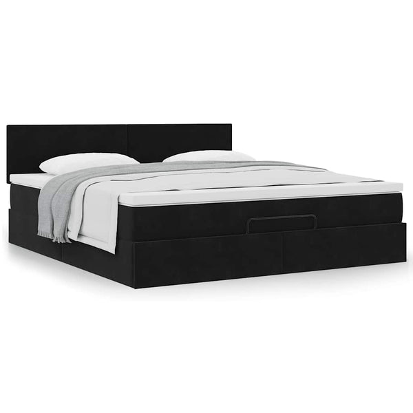 Ottoman Bett mit Matratze 200x200 cm Samt Schwarz
