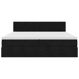 Ottoman Bett mit Matratze 200x200 cm Samt Schwarz