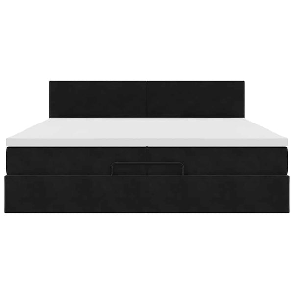 Ottoman Bett mit Matratze 200x200 cm Samt Schwarz