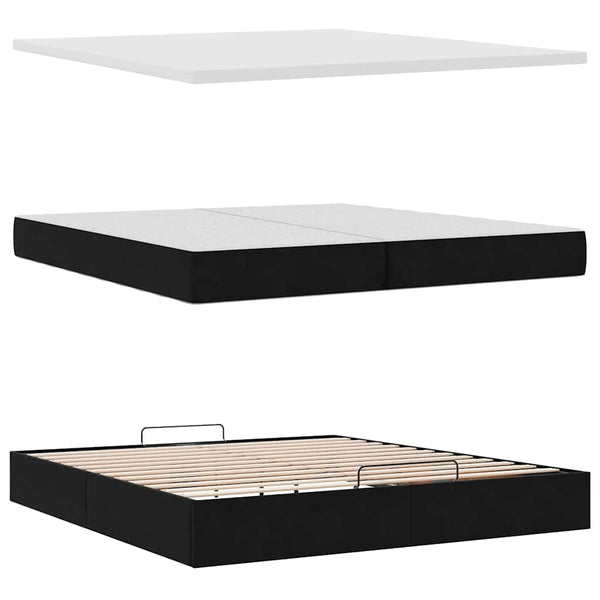 Ottoman Bett mit Matratze 200x200 cm Samt Schwarz