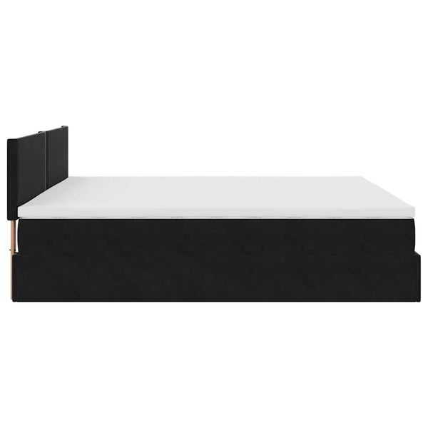 Ottoman Bett mit Matratze 200x200 cm Samt Schwarz