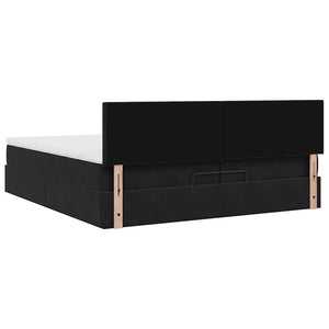 Ottoman Bett mit Matratze 200x200 cm Samt Schwarz