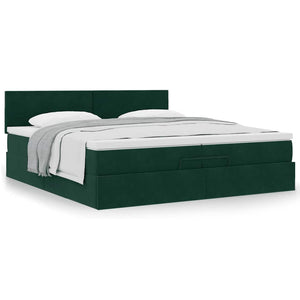 Ottoman Bett mit Matratze Dunkelgrün 200x200 cm