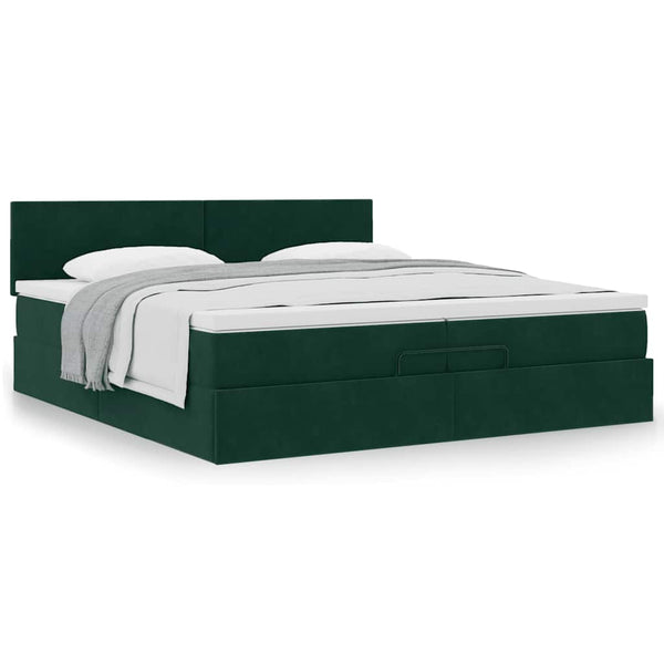 Ottoman Bett mit Matratze Dunkelgrün 200x200 cm