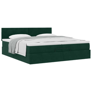 Ottoman Bett mit Matratze Dunkelgrün 200x200 cm