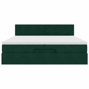 Ottoman Bett mit Matratze Dunkelgrün 200x200 cm