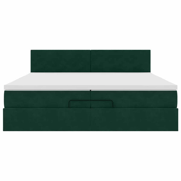 Ottoman Bett mit Matratze Dunkelgrün 200x200 cm