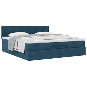 Ottoman Bett mit Matratze Dunkelblau 200x200 cm Samt