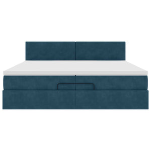 Ottoman Bett mit Matratze Dunkelblau 200x200 cm Samt