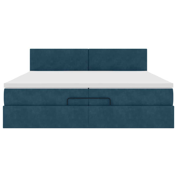 Ottoman Bett mit Matratze Dunkelblau 200x200 cm Samt