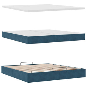 Ottoman Bett mit Matratze Dunkelblau 200x200 cm Samt