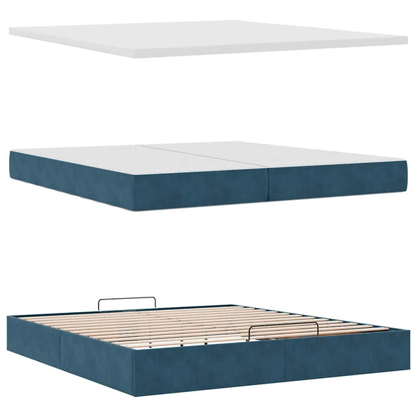 Ottoman Bett mit Matratze Dunkelblau 200x200 cm Samt