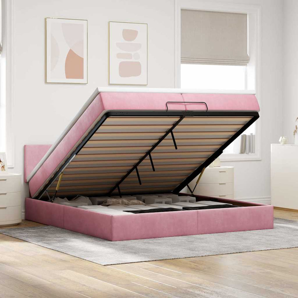 Ottoman Bett mit Matratze Rosa 200x200 cm