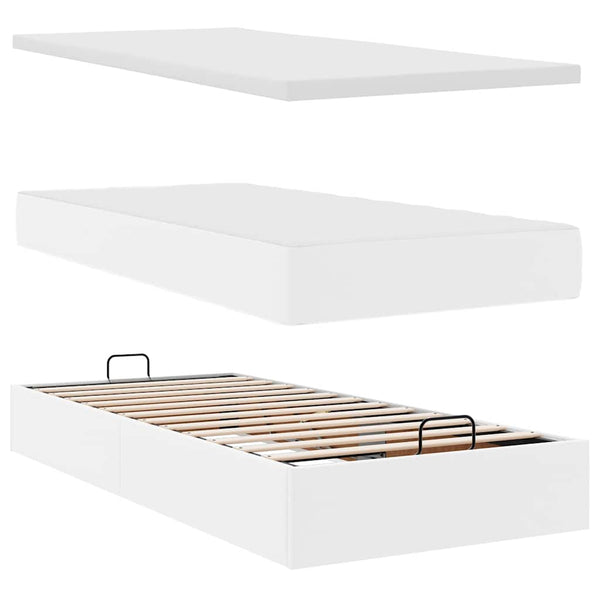 Ottoman Bett mit Matratze & LED Weiß 80x200 cm