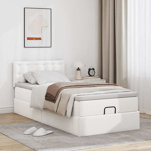Ottoman Bett mit Matratze & LED Weiß 80x200 cm