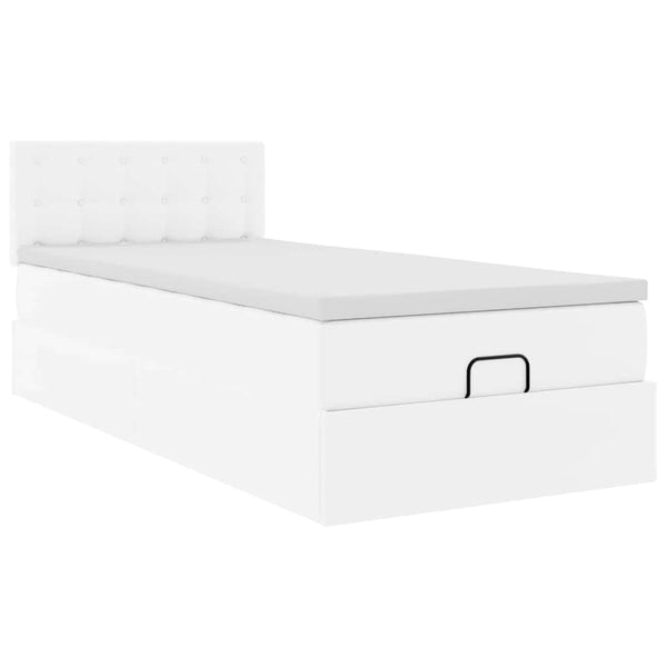 Ottoman Bett mit Matratze & LED Weiß 80x200 cm