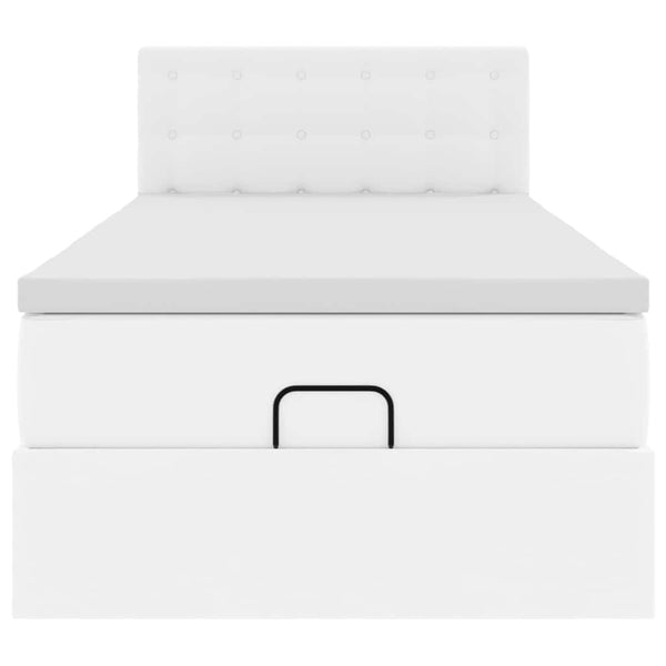 Ottoman Bett mit Matratze & LED Weiß 80x200 cm