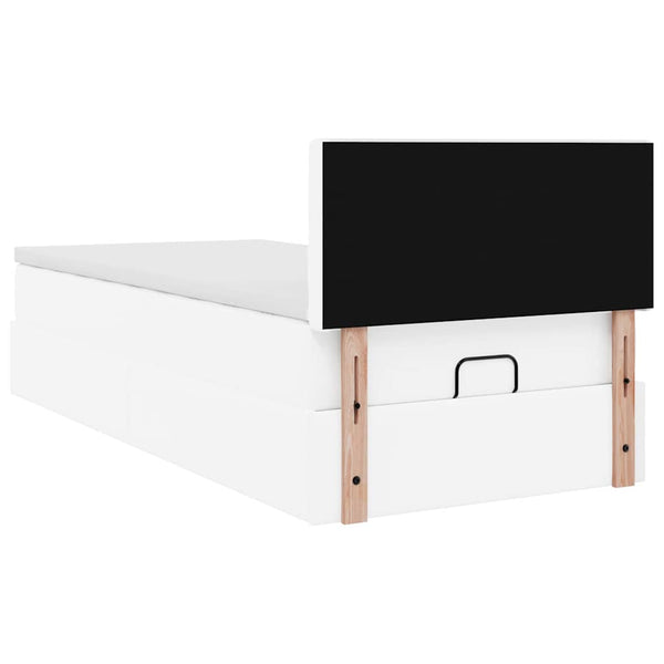 Ottoman Bett mit Matratze & LED Weiß 80x200 cm