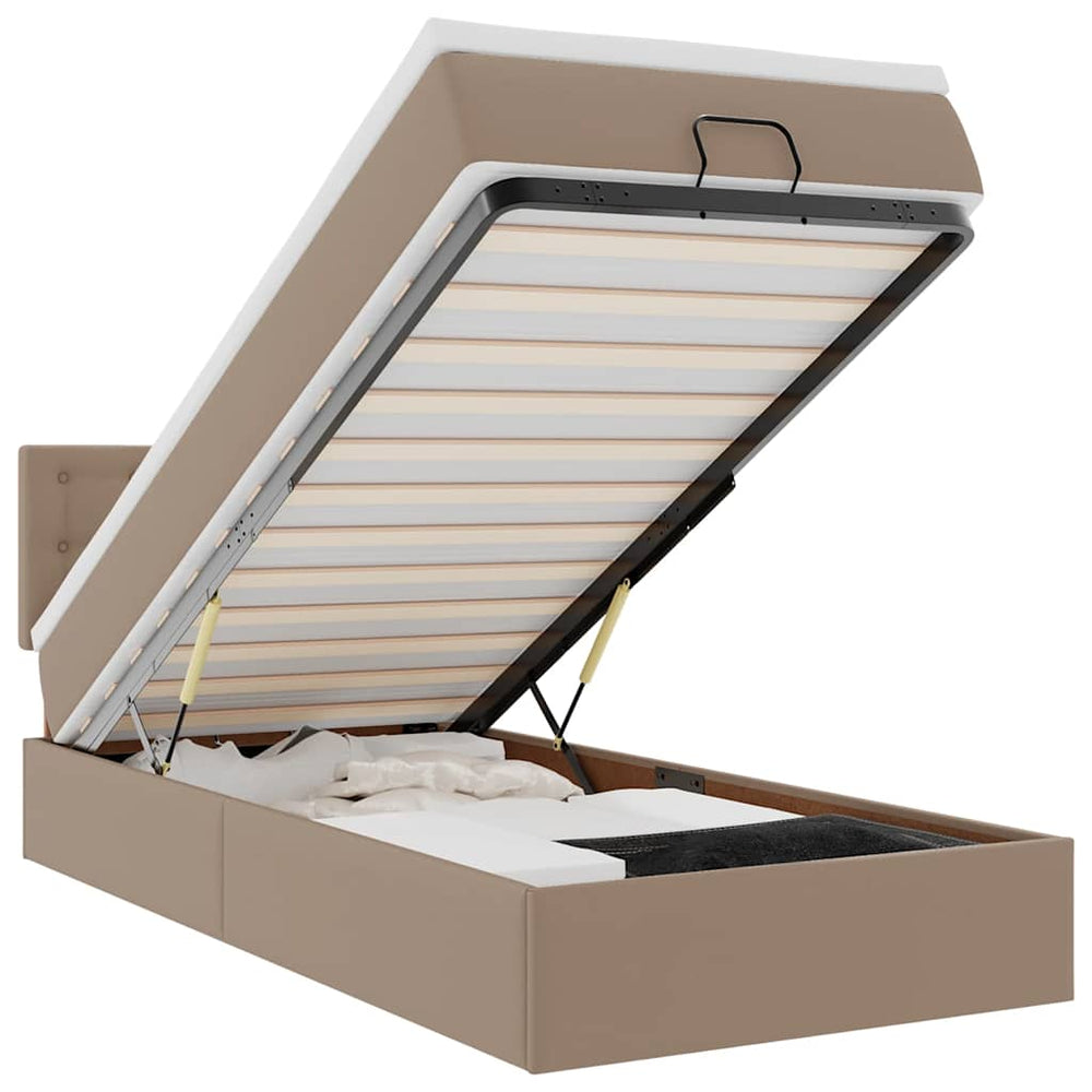 Ottoman Bett mit Matratze & LEDs 90x190 cm