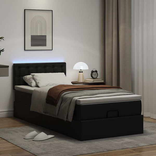 Ottoman Bett mit Matratze & LEDs 90x200 cm