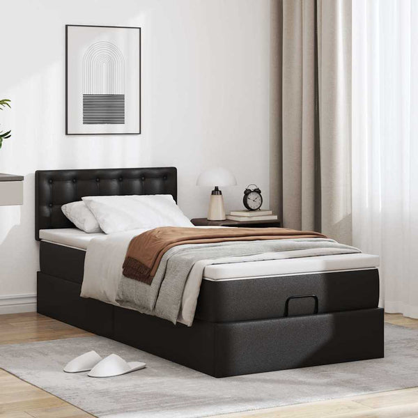 Ottoman Bett mit Matratze & LEDs 90x200 cm