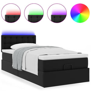 Ottoman Bett mit Matratze & LEDs 90x200 cm