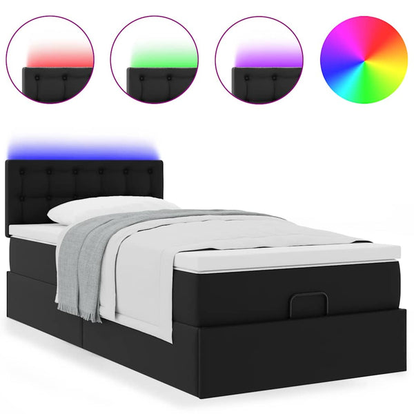 Ottoman Bett mit Matratze & LEDs 90x200 cm