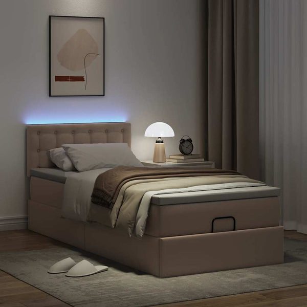 Ottoman Bett mit Matratze & LEDs 90x200 cm