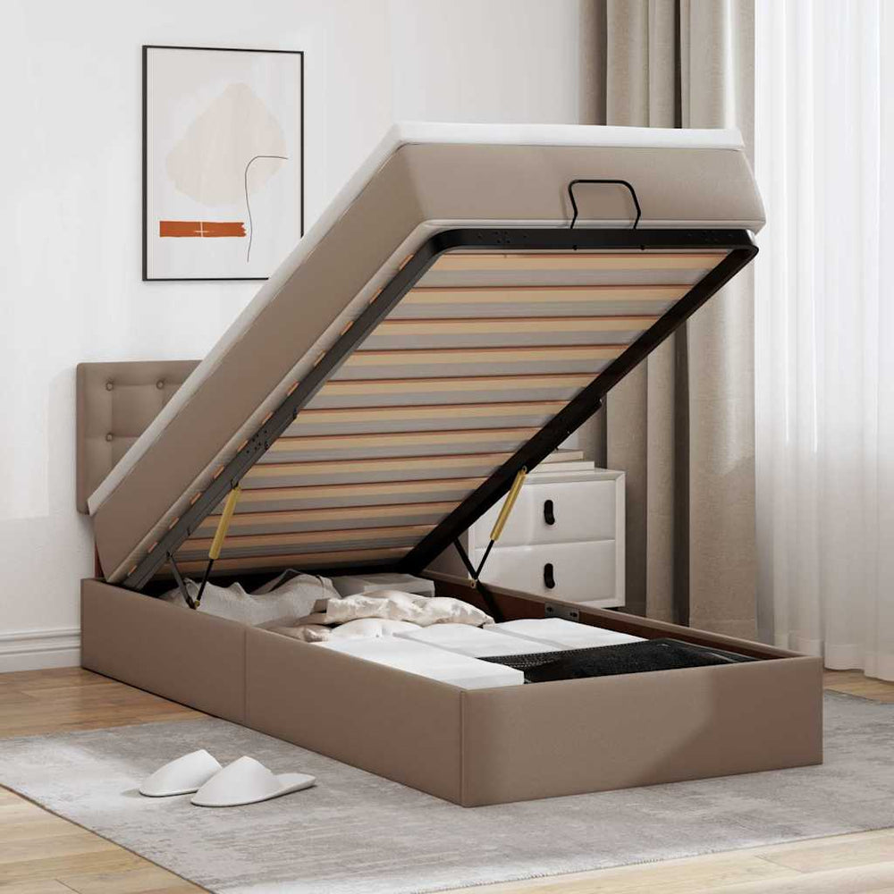Ottoman Bett mit Matratze & LEDs 90x200 cm